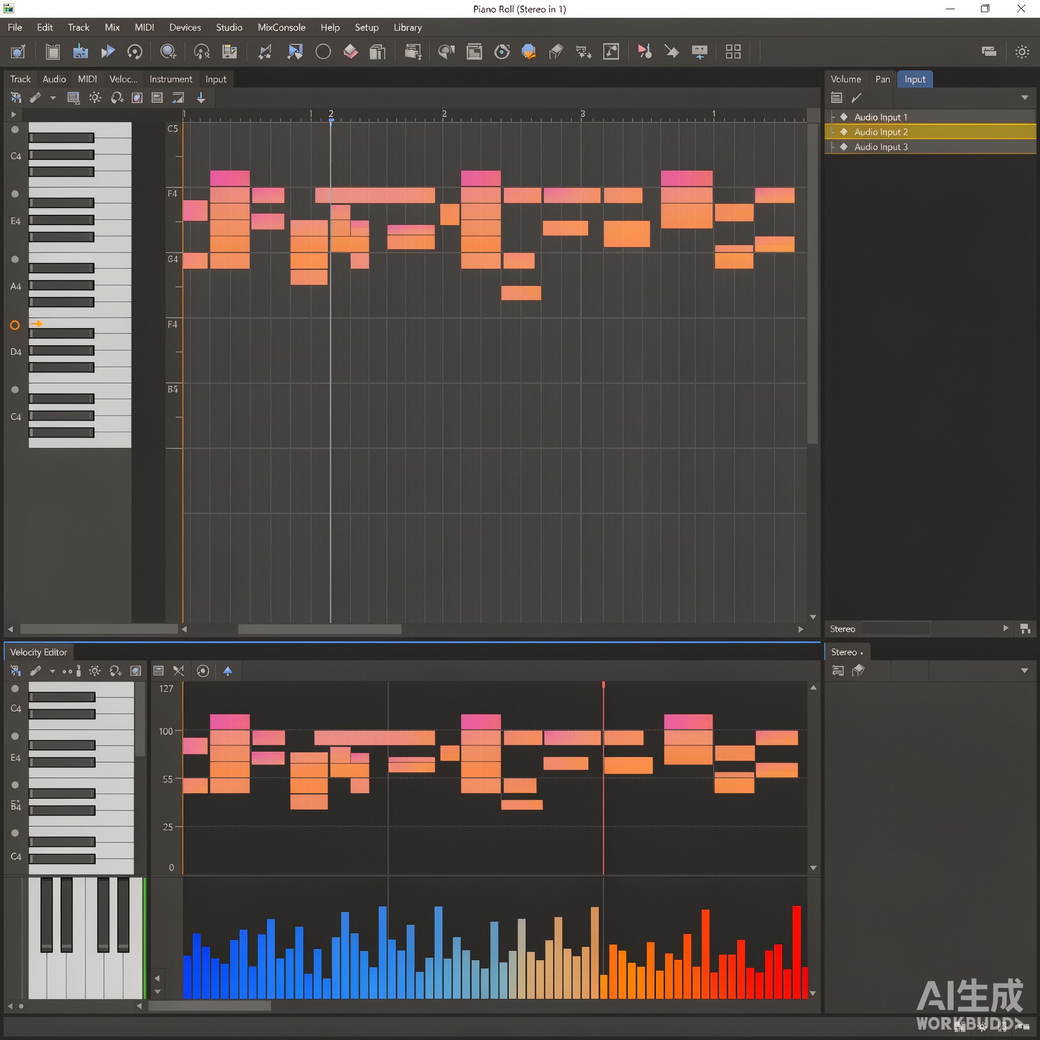 Cubase MIDI编曲操作页面